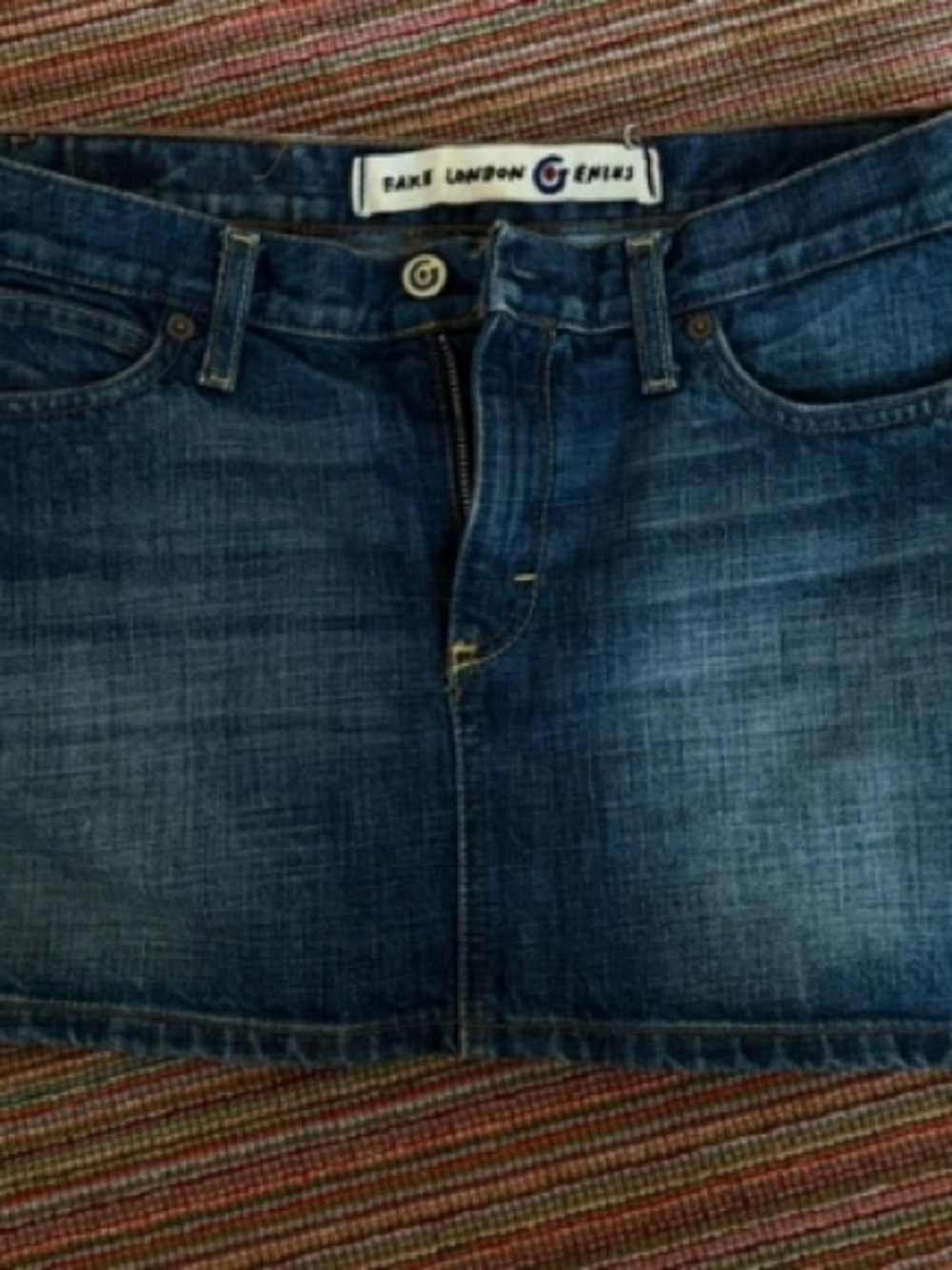 Faded Blue Denim Mini Skirt by